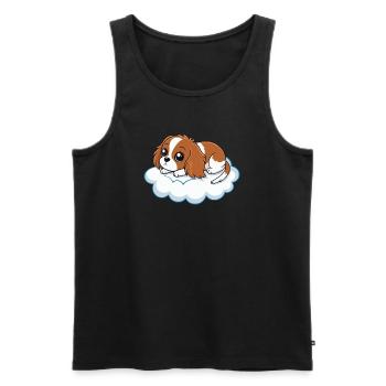 Chiot cavalier rêveur sur un nuage - Débardeur bio Premium Homme - noir - Devant - Michal (187cm)