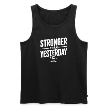 Stärker als gestern - Männer Premium Bio Tank Top - Schwarz - Vorne - AI Model Male 178 light (178cm)