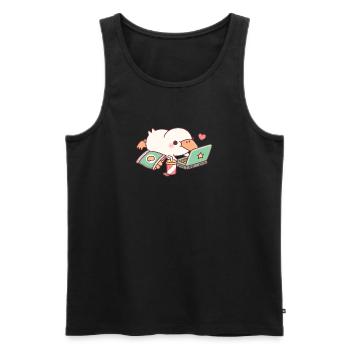 Cute Duck Chilling With Laptop And Potato Chips - Men's Premium Organic Tank Top - black - Front - Michal (187cm)
