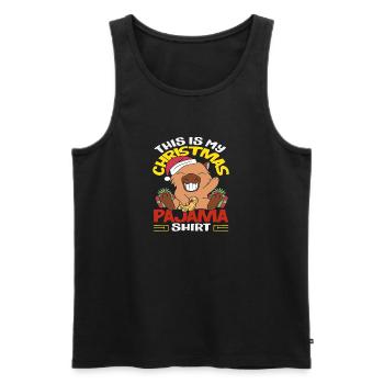 Capybaras Mignons pyjamas de Noël drôles d’animaux - Débardeur bio Premium Homme - noir - Devant - Michal (187cm)