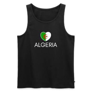 Cœur avec drapeau algérien, j’aime l’Algérie - Débardeur bio Premium Homme - noir - Devant - Michal (187cm)