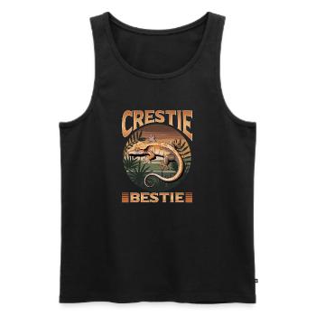 Funny Reptile Crested Gecko - Men's Premium Organic Tank Top - black - Front - AI Model Male 178 light (178cm)