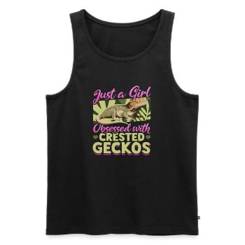 Funny Reptile Crested Gecko - Men's Premium Organic Tank Top - black - Front - AI Model Male 178 light (178cm)