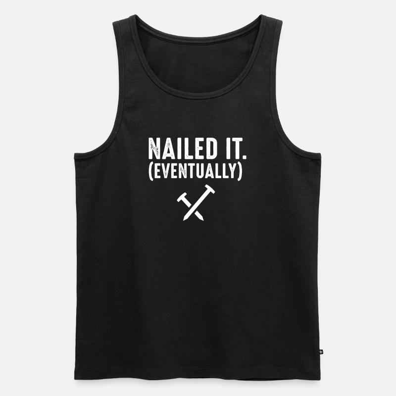 Nailed It Eventually Christian Humor - Männer Premium Bio Tank Top - Schwarz