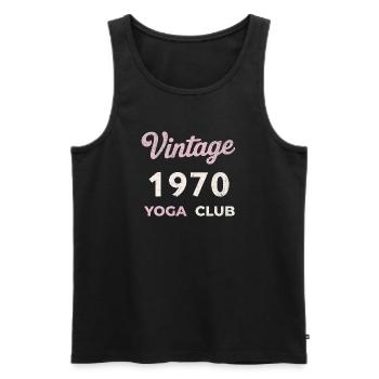 Vintage 1970's Yoga Club Retro Birth Year Vintage - Men's Premium Organic Tank Top - black - Front - AI Model Male 178 light (178cm)