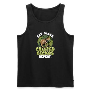 Funny Reptile Crested Gecko - Men's Premium Organic Tank Top - black - Front - AI Model Male 178 light (178cm)
