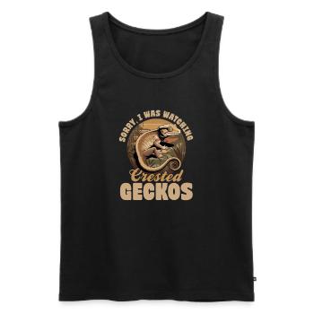 Funny Reptile Crested Gecko - Men's Premium Organic Tank Top - black - Front - AI Model Male 178 light (178cm)