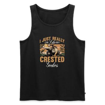 Funny Reptile Crested Gecko - Men's Premium Organic Tank Top - black - Front - AI Model Male 178 light (178cm)