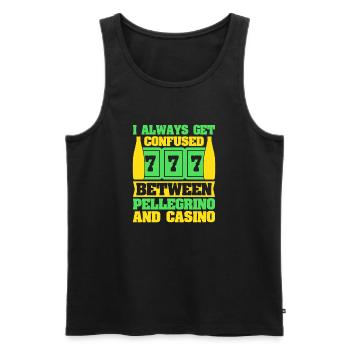Gambling Fan Confused Between Pellegrino & Casino - Männer Premium Bio Tank Top - Schwarz - Vorne - AI Model Male 178 light (178cm)