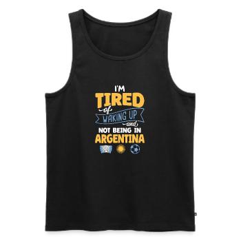 Tired Waking Up Argentina Soccer Fan Humor Art - Männer Premium Bio Tank Top - Schwarz - Vorne - Michal (187cm)