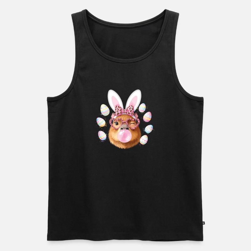 Capybara de lapin de Pâques avec lunettes léopard - Débardeur bio Premium Homme - noir