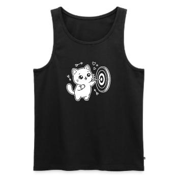 Joueur de fléchettes Kawaii Cat - Débardeur bio Premium Homme - noir - Devant - AI Model Male 178 light (178cm)