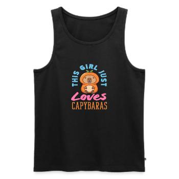 Cette fille adore les capybaras, mignons, drôles. - Débardeur bio Premium Homme - noir - Devant - Michal (187cm)