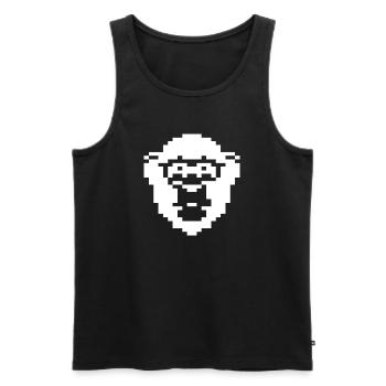Retro Pixel Chimp Badge - Men's Premium Organic Tank Top - black - Front - AI Model Male 178 light (178cm)