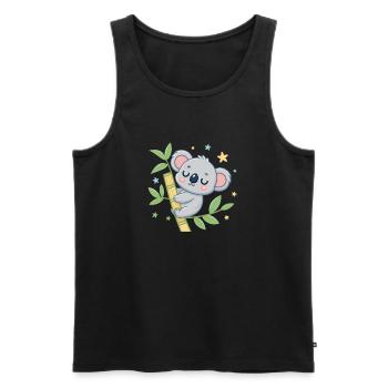 Koala on Bamboo Reverie - Men's Premium Organic Tank Top - black - Front - AI Model Male 178 light (178cm)