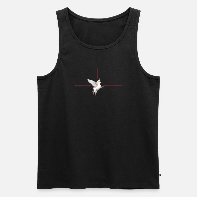 Licorne ailée devant des lignes rouges - Débardeur bio Premium Homme - noir