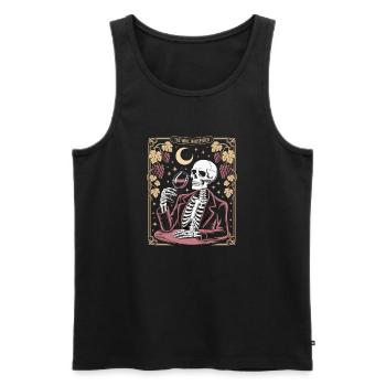 The Wine Whisperer Skeleton Wine Moon Grapes - Men's Premium Organic Tank Top - black - Front - AI Model Male 178 light (178cm)