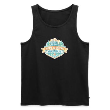 Zuhause ist, wo du parkst - Campen - Männer Premium Bio Tank Top - Schwarz - Vorne - AI Model Male 178 light (178cm)