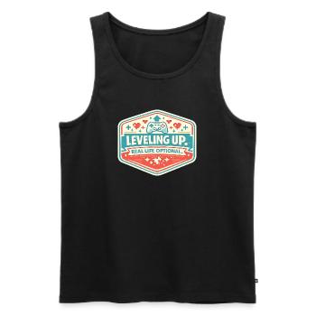 Leveling Up Gaming Abzeichen - Männer Premium Bio Tank Top - Schwarz - Vorne - AI Model Male 178 light (178cm)