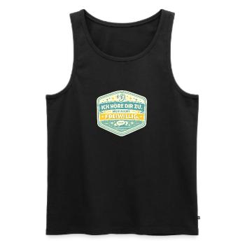 I'm listening to you, not voluntarily - Men's Premium Organic Tank Top - black - Front - Michal (187cm)