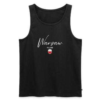 Varsovie, Pologne, design élégant Varsovie - Débardeur bio Premium Homme - noir - Devant - Michal (187cm)