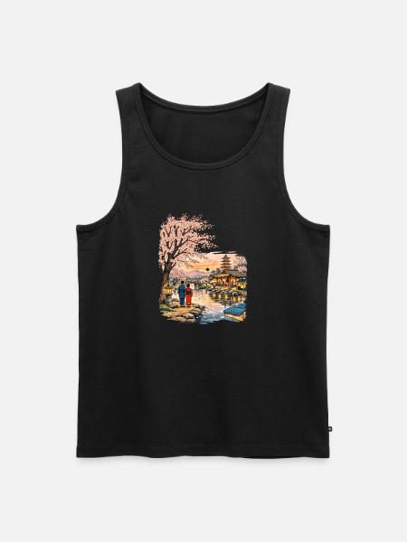 Traditional Japanese cherry blossoms - Men's Premium Organic Tank Top - black