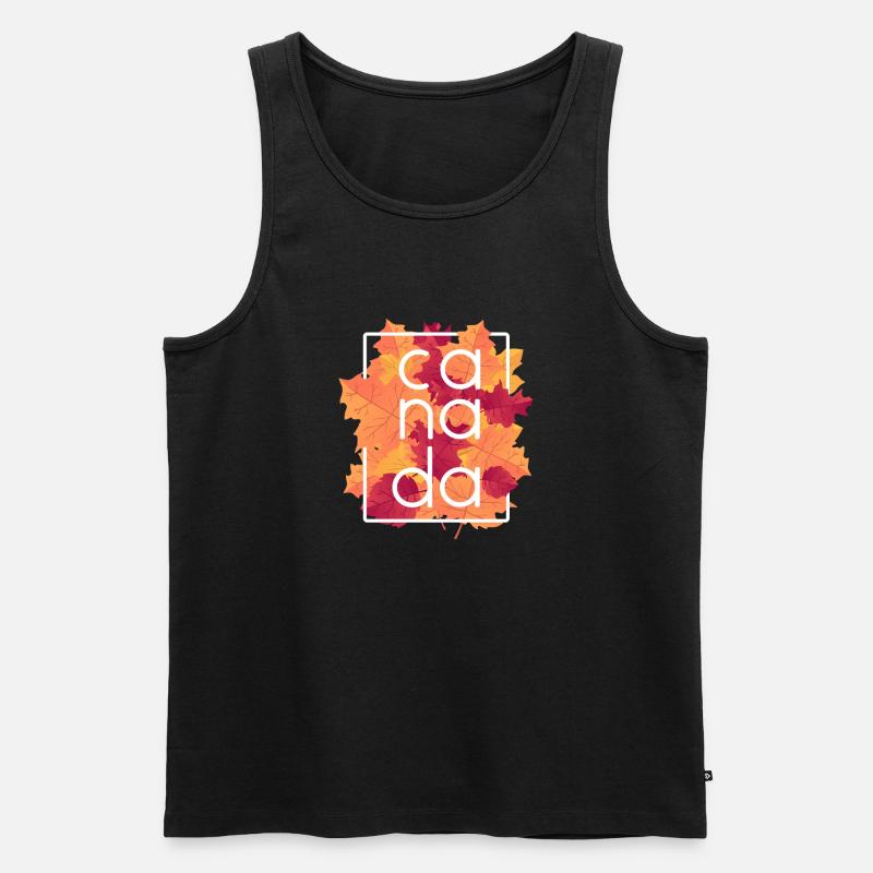 Canada Autumn Maple Leaves Design - Männer Premium Bio Tank Top - Schwarz