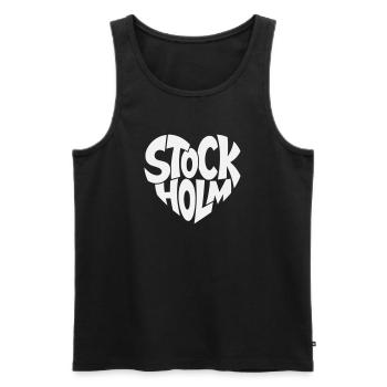 Stockholm Schweden Typografie - Männer Premium Bio Tank Top - Schwarz - Vorne - AI Model Male 178 light (178cm)