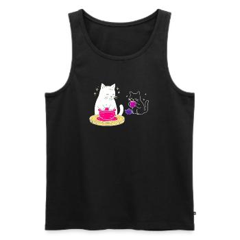Handwerkerisches Katzenleben – Vom Rad zum Tee - Männer Premium Bio Tank Top - Schwarz - Vorne - AI Model Male 178 light (178cm)