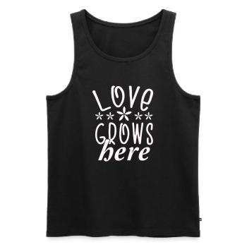 Love grows here Flowers Typography - Men's Premium Organic Tank Top - black - Front - AI Model Male 178 light (178cm)