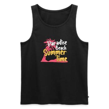 Paradise Beach Summer Time Retro Design - Männer Premium Bio Tank Top - Schwarz - Vorne - AI Model Male 178 light (178cm)