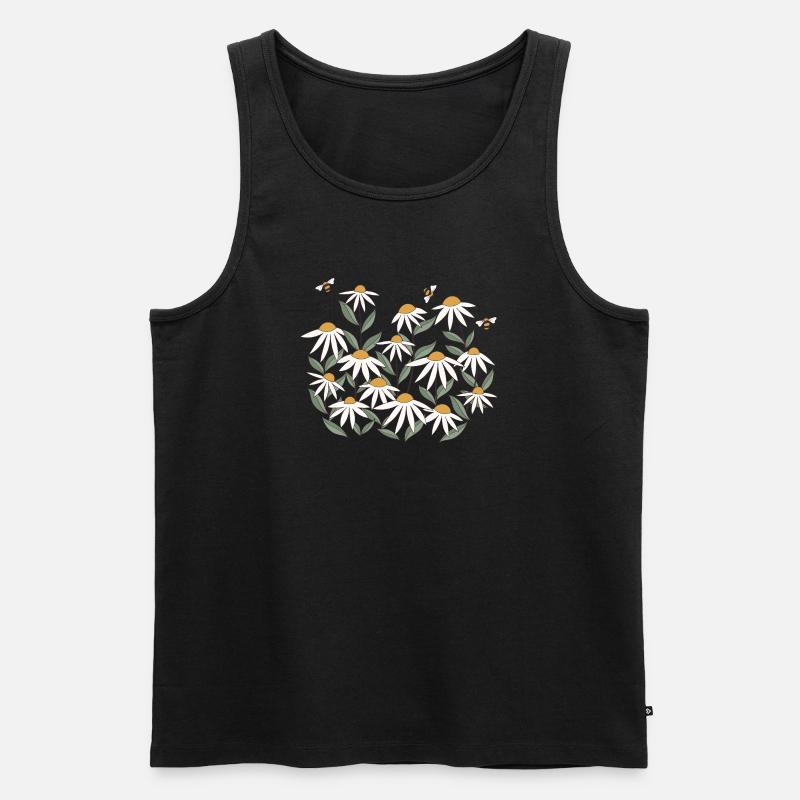 Wildblume mit Bienen - Männer Premium Bio Tank Top - Schwarz