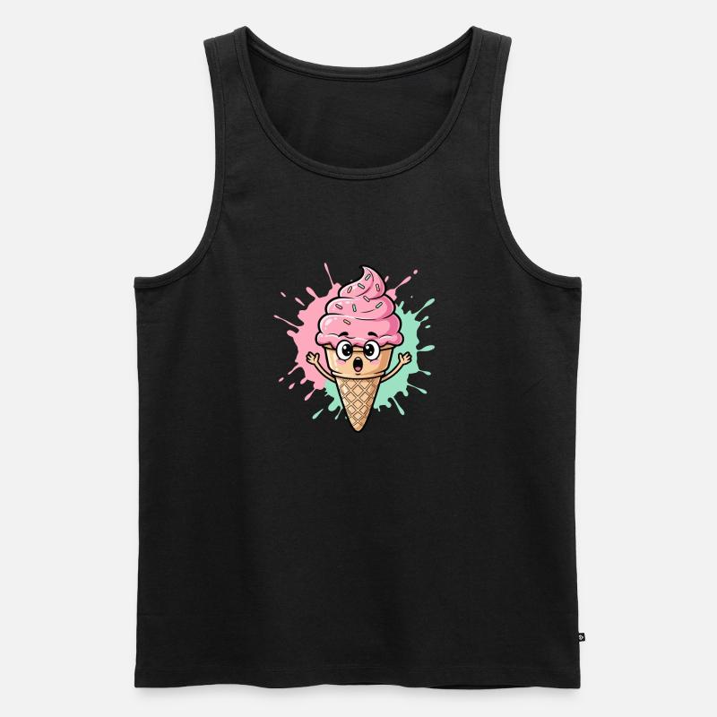 Kawaii Eistüte mit Sprinkles - Männer Premium Bio Tank Top - Schwarz