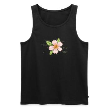 Cherry blossom in embroidery style - Men's Premium Organic Tank Top - black - Front - AI Model Male 178 light (178cm)