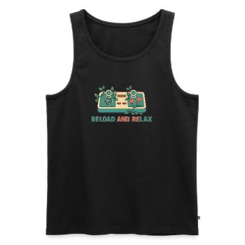 Retro-Gaming-Controller neu laden und entspannen - Männer Premium Bio Tank Top - Schwarz - Vorne - AI Model Male 178 light (178cm)