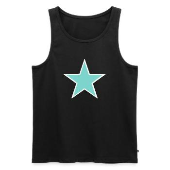 Türkiser Stern mit weißem Rand - Männer Premium Bio Tank Top - Schwarz - Vorne - Michal (187cm)