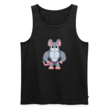 Mouse Bodybuilder Bodybuilding Sport - Men's Premium Organic Tank Top - black - Front - Michal (187cm)