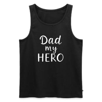 Dad My Hero – Hero Father Motif - Men's Premium Organic Tank Top - black - Front - AI Model Male 178 light (178cm)