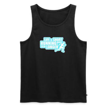 Life Is Short Running Makes It Seem Longer Lustig  - Männer Premium Bio Tank Top - Schwarz - Vorne - AI Model Male 178 light (178cm)