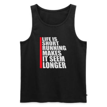Life Is Short Running Makes It Seem Longer Lustig  - Männer Premium Bio Tank Top - Schwarz - Vorne - AI Model Male 178 light (178cm)