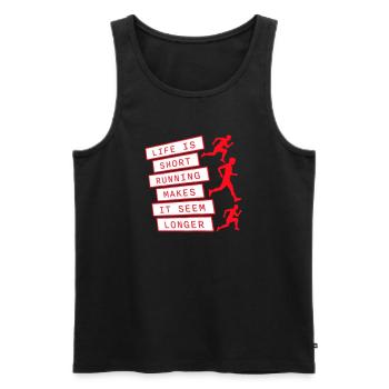 Life Is Short Running Makes It Seem Longer Lustig  - Männer Premium Bio Tank Top - Schwarz - Vorne - AI Model Male 178 light (178cm)
