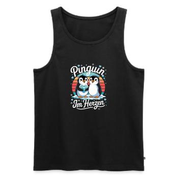  Pinguin Im Herzen Süße Pinguin Liebe Für Pinguin - Männer Premium Bio Tank Top - Schwarz - Vorne - AI Model Male 178 light (178cm)