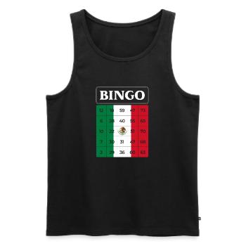 Bingo Bingo Bingo Bingo Thème Mexique Bingo - Débardeur bio Premium Homme - noir - Devant - AI Model Male 178 light (178cm)