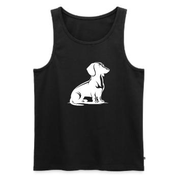 Edle Dackelzeichnung Jagdhund Hundesilhouette - Männer Premium Bio Tank Top - Schwarz - Vorne - AI Model Male 178 light (178cm)