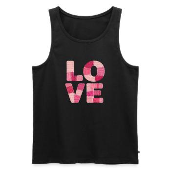 Love Patchwork Shirt Stickers for Women - Men's Premium Organic Tank Top - black - Front - AI Model Male 178 light (178cm)