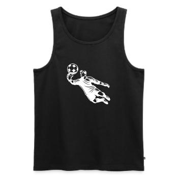 Fußballtorwart bei einer Glanzparade im Sprung - Männer Premium Bio Tank Top - Schwarz - Vorne - Michal (187cm)