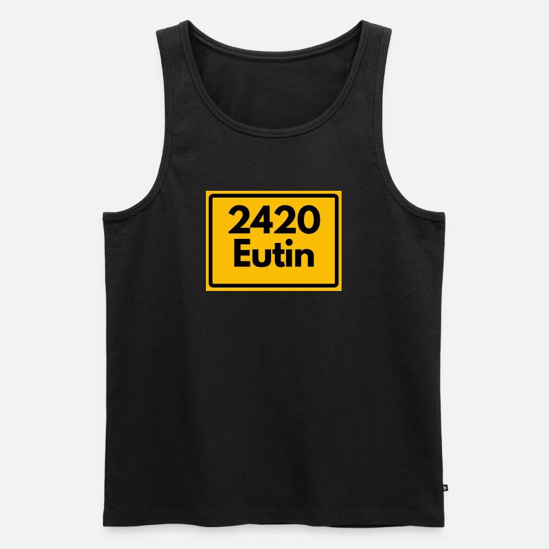 OLD POSTCODE RETRO 2420 EUTIN – SCHLOSS - Men's Premium Organic Tank Top - black