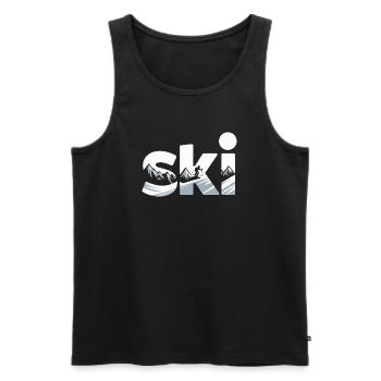 Ski Bergpanorama Typo Design - Männer Premium Bio Tank Top - Schwarz - Vorne - AI Model Male 178 light (178cm)