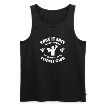 Take it Easy - Men's Premium Organic Tank Top - black - Front - AI Model Male 178 light (178cm)