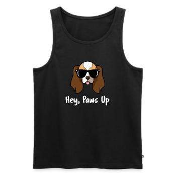 Salut, Palmes en l’air Art du Cavalier King Charles Spaniel - Débardeur bio Premium Homme - noir - Devant - AI Model Male 178 light (178cm)